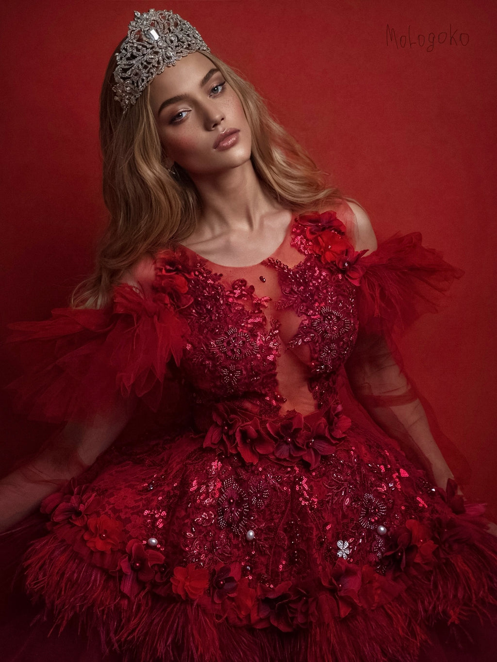 Red Princess Couture One-Of-A-Kind Gown - Mologoko Couture