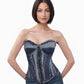 Denim Organic Cotton Quilted Front Zipper Corset - Mologoko Couture