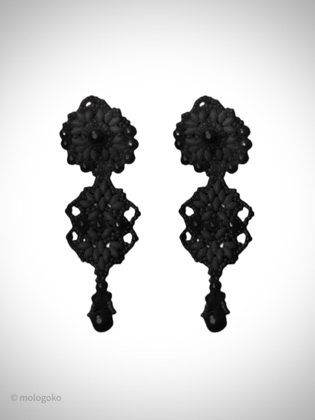 White Wedding Bridal Beaded Stud Earrings - Mologoko Couture