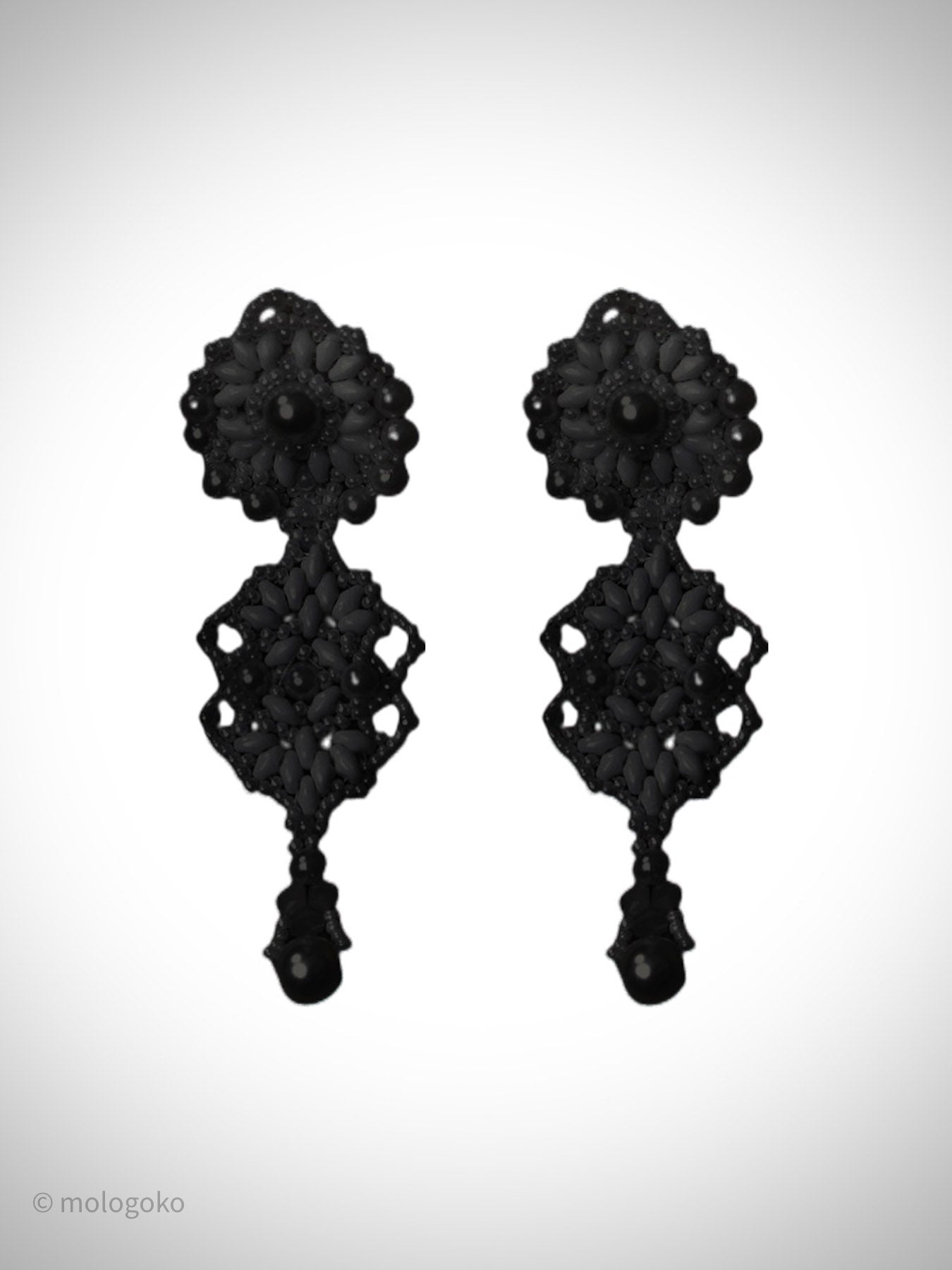 White Wedding Bridal Beaded Stud Earrings - Mologoko Couture