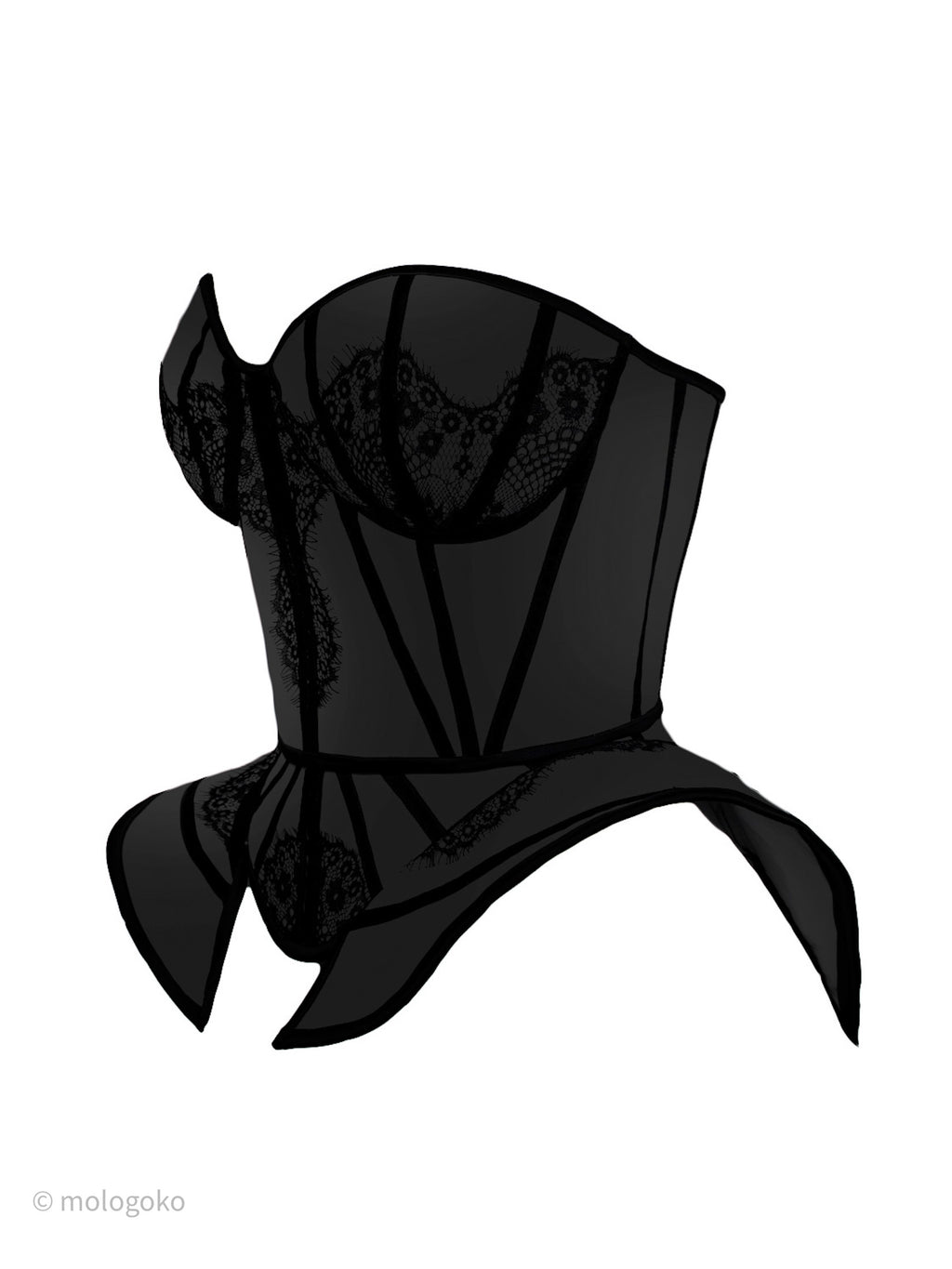 Chapel Window Full Corset Black - Mologoko Couture