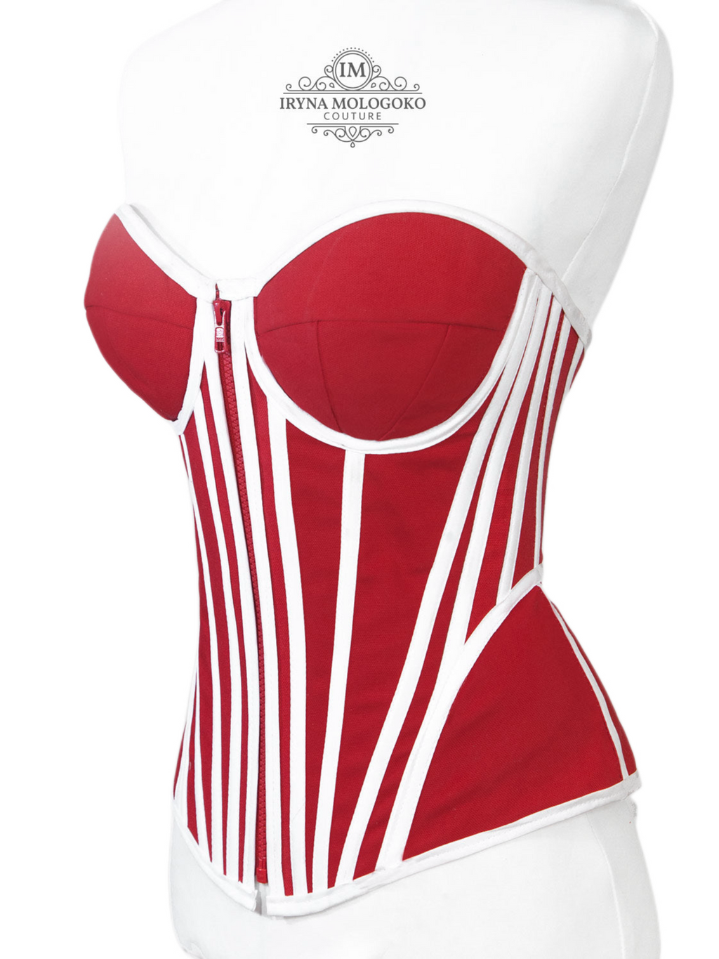 Red Porsche Front Zipper Corset - Mologoko Couture