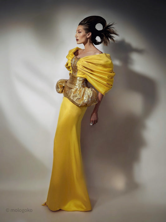 Gisele Yellow Gold Gown Mermaid Skirt Set