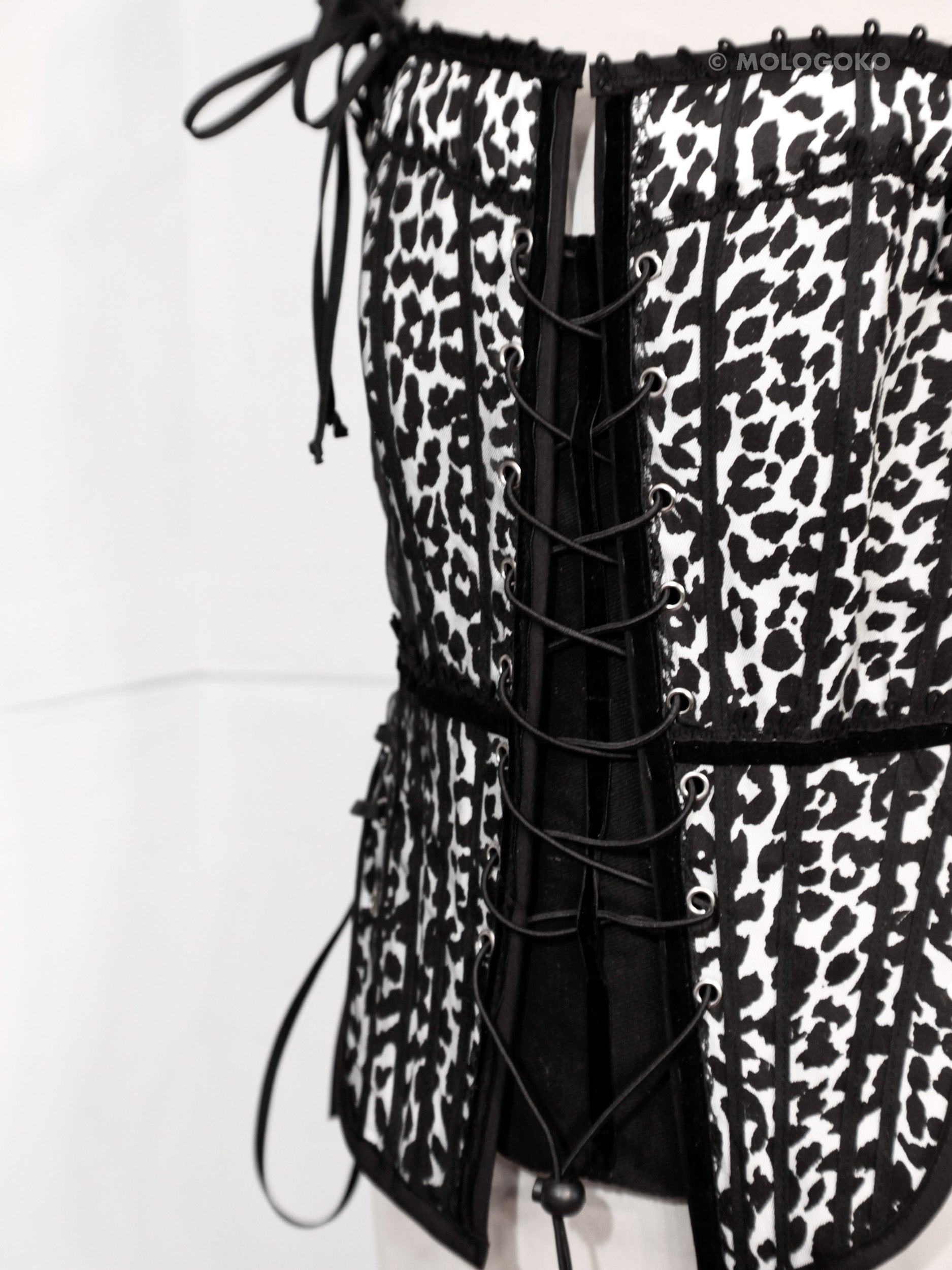 Leopard Twill Cotton Front Lacing Corset - custom. made fashion