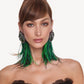 EMERALD GREEN VIOLETA Dangle Statement Feather Earrings on POST - Mologoko Couture