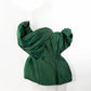 Emerald Green Silk Taffeta Draped Corset with Peplum