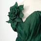 Emerald Green Silk Taffeta Draped Corset with Peplum