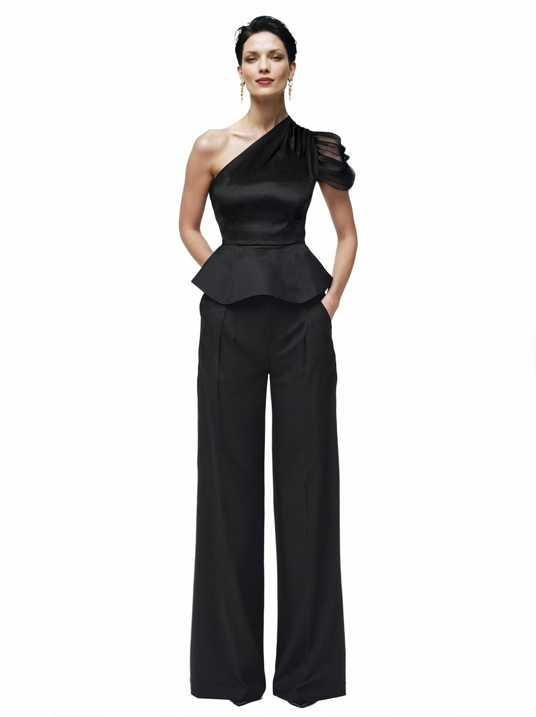 Linda Asymmetrical One Mesh Sleeve Top - Mologoko Couture