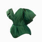 Emerald Green Silk Taffeta Draped Corset with Peplum