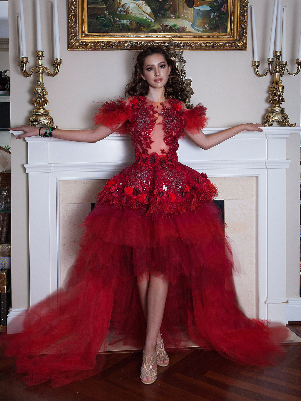 Red Princess Couture One-Of-A-Kind Gown - Mologoko Couture