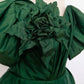 Emerald Green Silk Taffeta Draped Corset with Peplum