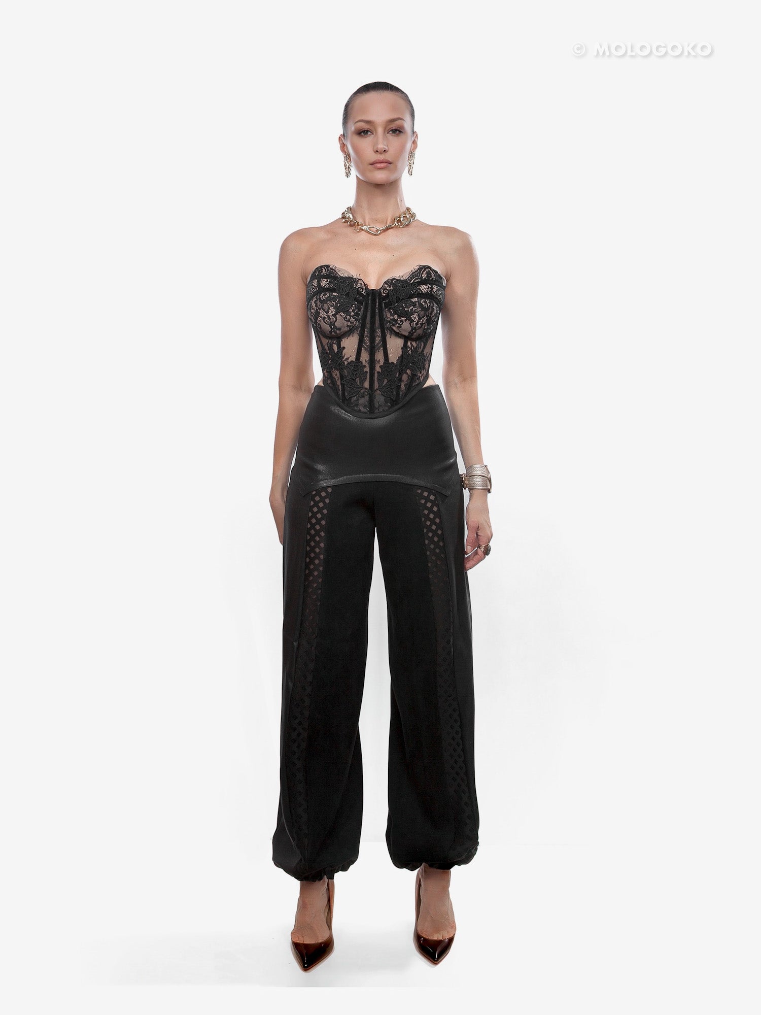 The Chapel Window Butterfly Bustier in Black - Mologoko Couture