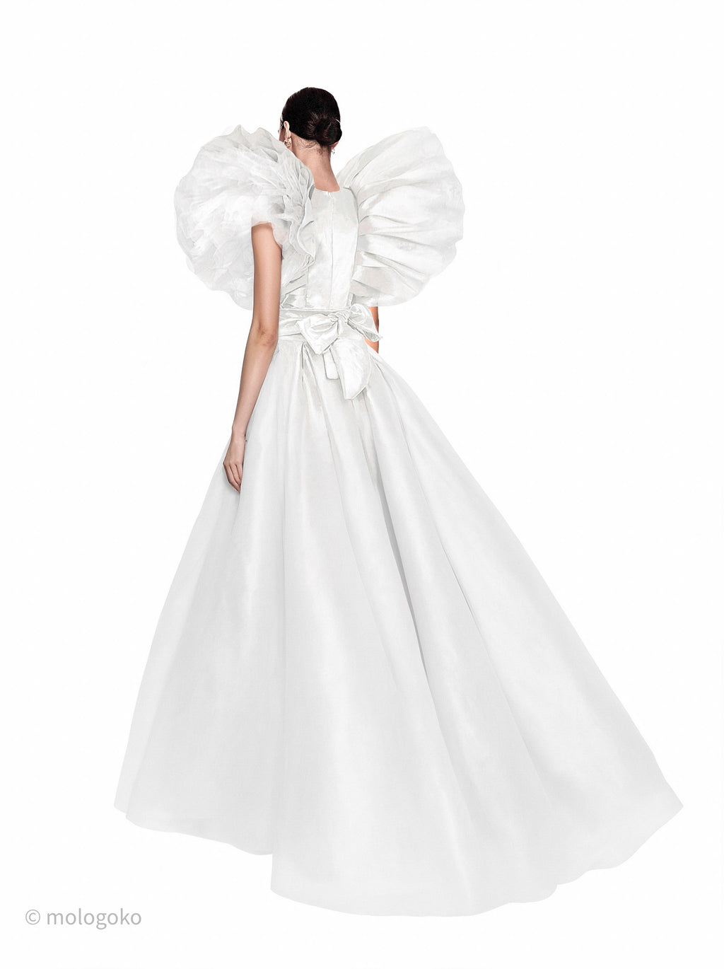 Katrina Red Carpet Style Couture Gown Set - White / XS / Daring Neckline