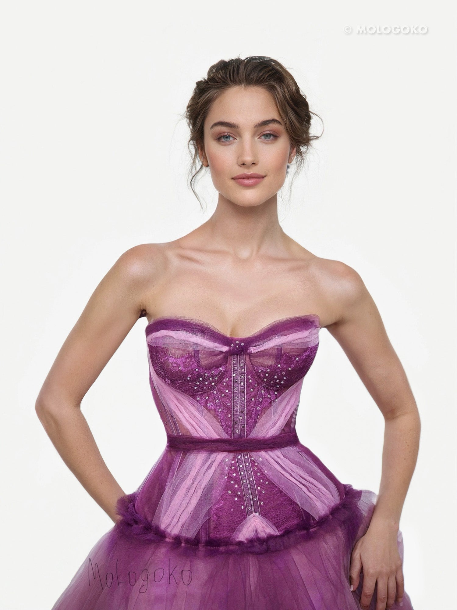 Purple Pink Rose Corset - Mologoko Couture