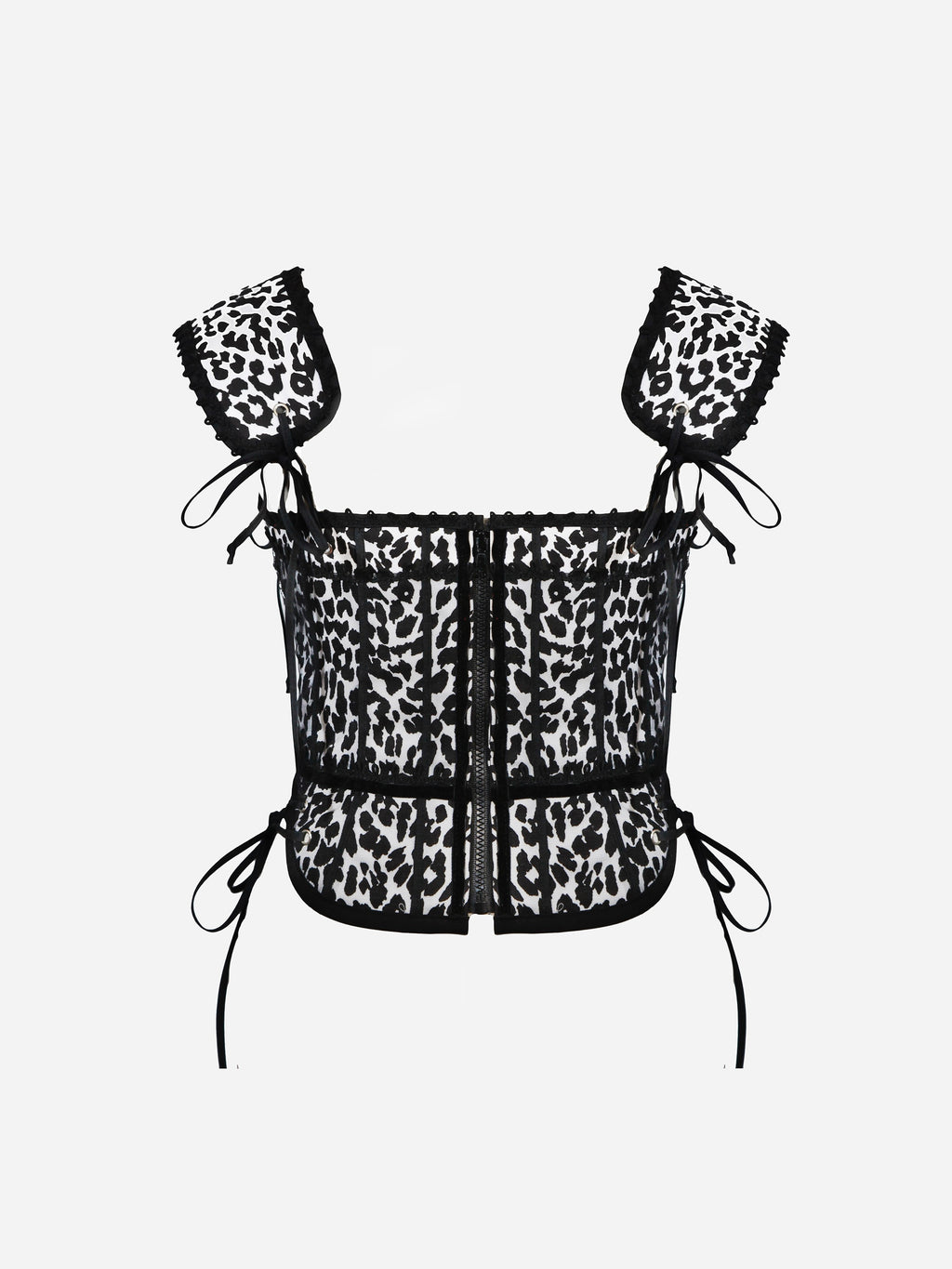 Leopard Twill Cotton Front Lacing Corset - custom. made fashion