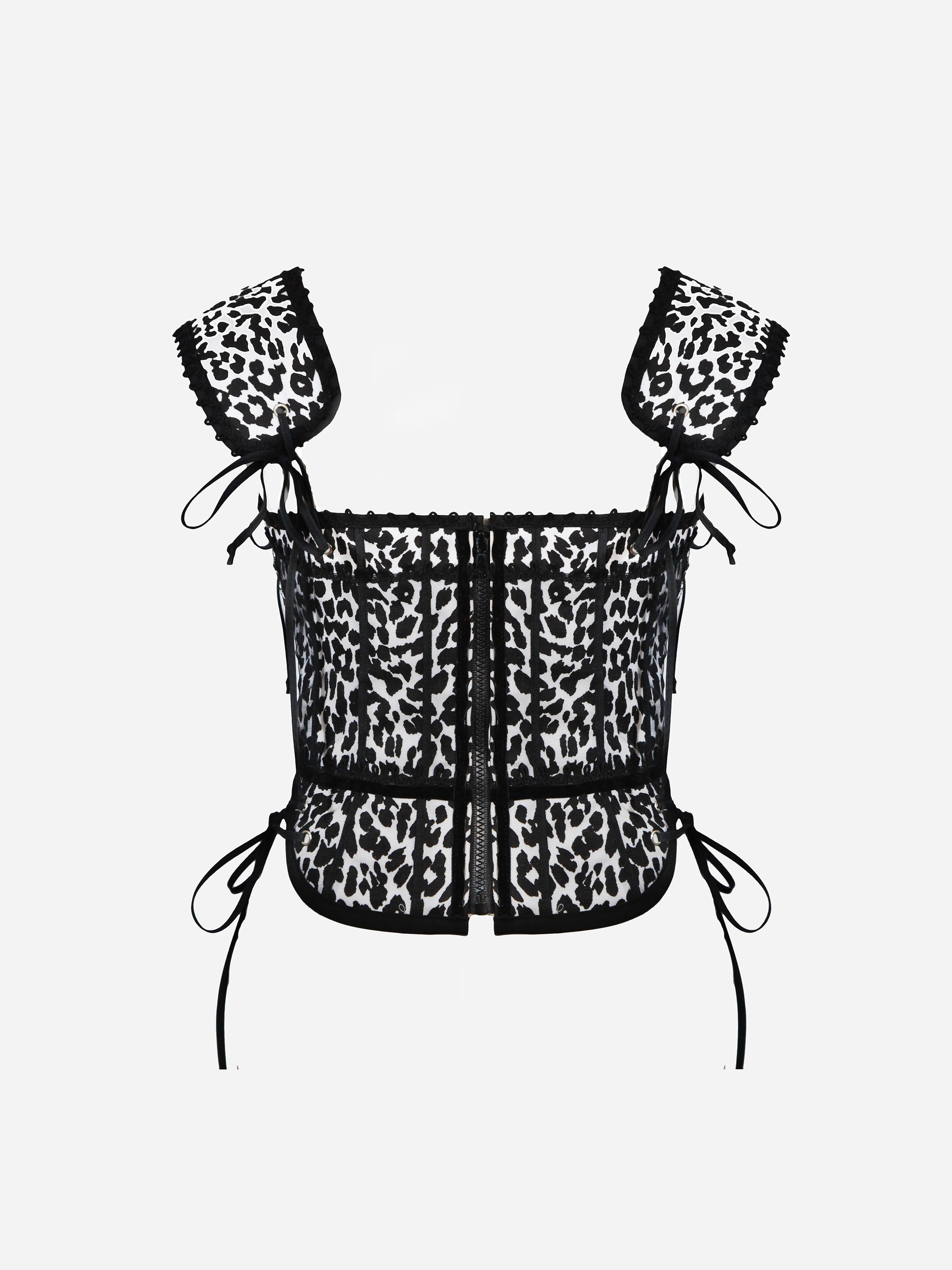 Leopard Twill Cotton Front Lacing Corset - custom. made fashion