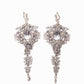 Amily Extra Large Dangle Statement Earrings with ornate crystal chandelier design in silver, featuring cascading glass beads