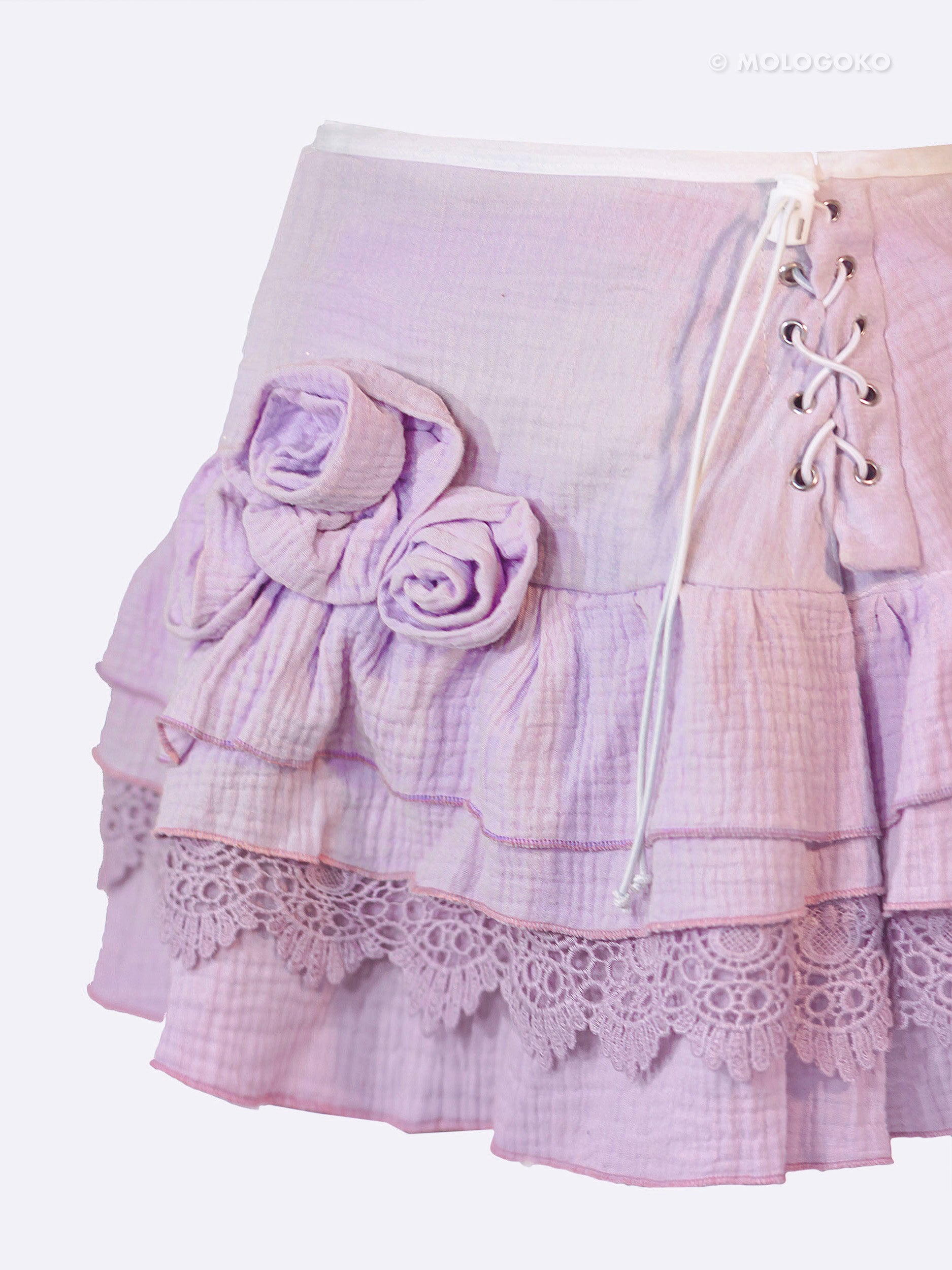 Lilac Organic Cotton Ruffle Mini Skirt - Mologoko Couture