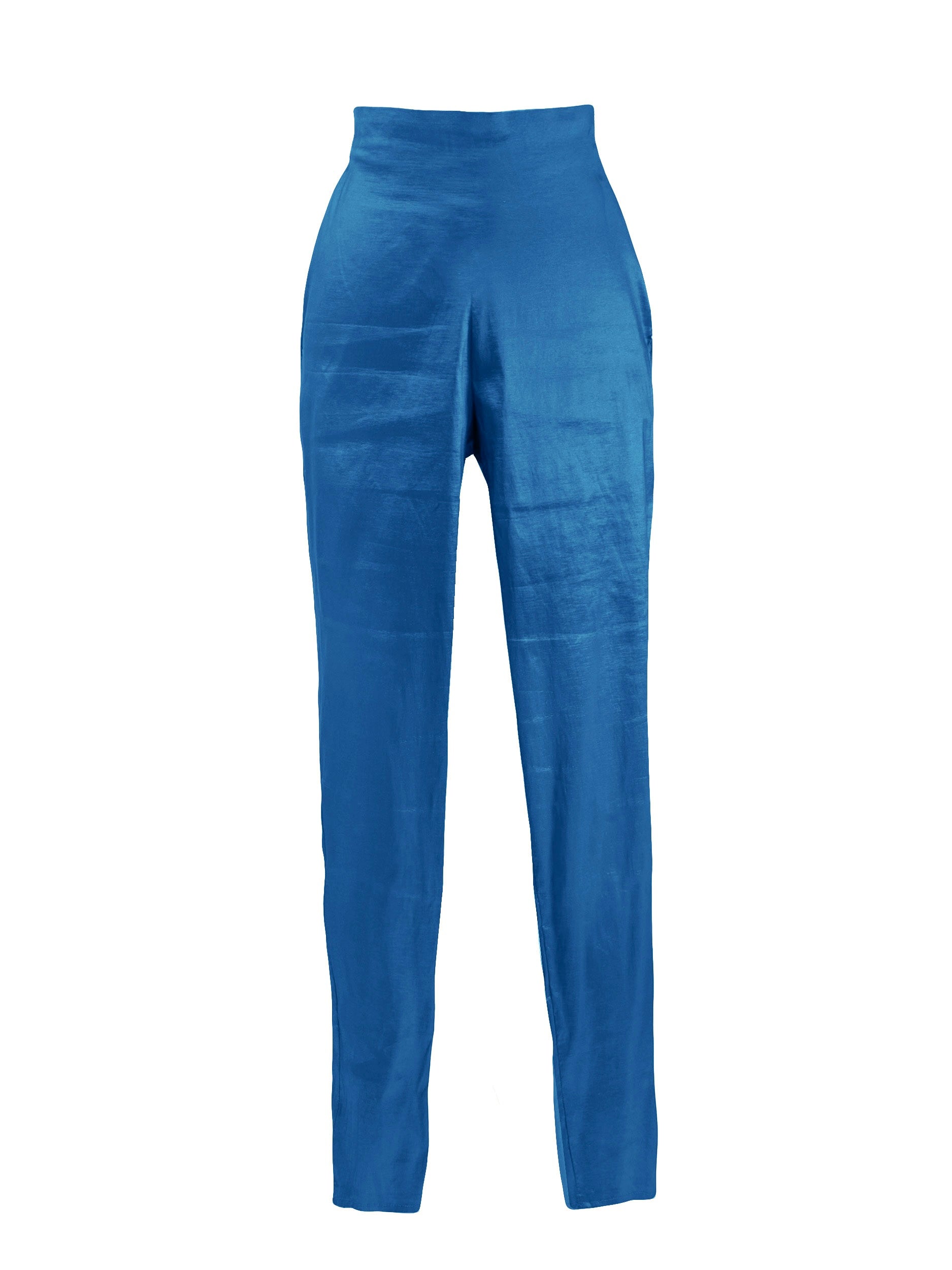 Base Stretch Taffeta Slim Cut Trousers - Mologoko Couture