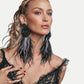 Black and Grey TWO TONE BEADED STATEMENT EARRINGS - Mologoko Couture