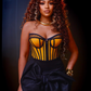 Ferrari Yellow Organic Canvas Front Zipper Corset Bustier - Mologoko Couture