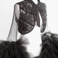 Embroidered Semi Sheer Large Tulle Sleeves Black Bolero Jacket - Mologoko Couture