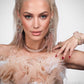 BLUSH PINK BEADED OSTRICH FEATHER STATEMENT EARRINGS - Mologoko Couture