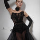 Base Faux Suede and Neoprene Finger Evening Gloves - Mologoko Couture