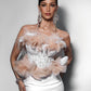 White Swan Red Carpet Style Wedding Corseted Gown Set - Mologoko Couture