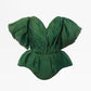 Emerald Green Silk Taffeta Draped Corset with Peplum