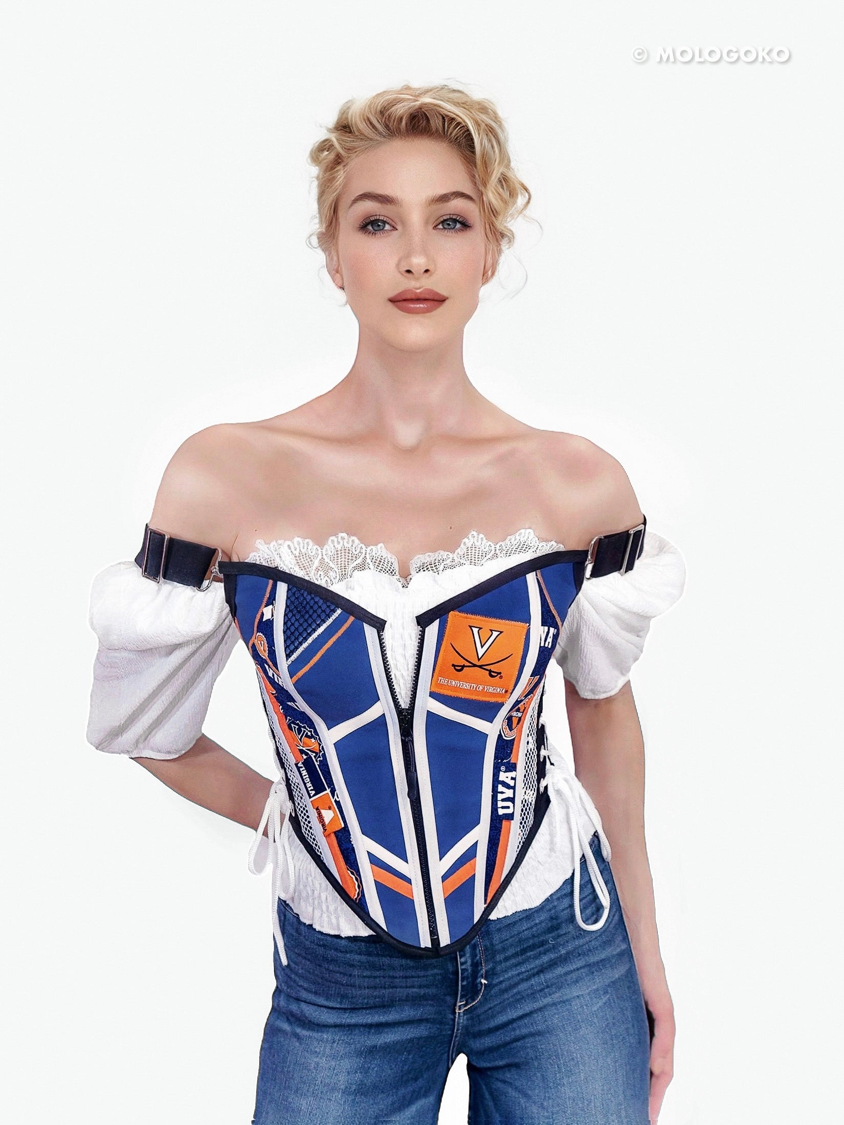 College Football UVA Cavaliers Team Fan Corset Top - Mologoko Couture