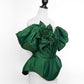 Emerald Green Silk Taffeta Draped Corset with Peplum
