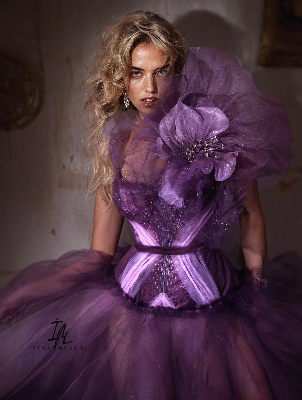 Purple Pink Rose Corset - Mologoko Couture