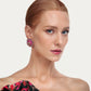 Hot Pink and Gold Hand Beaded Stud Earrings - Mologoko Couture