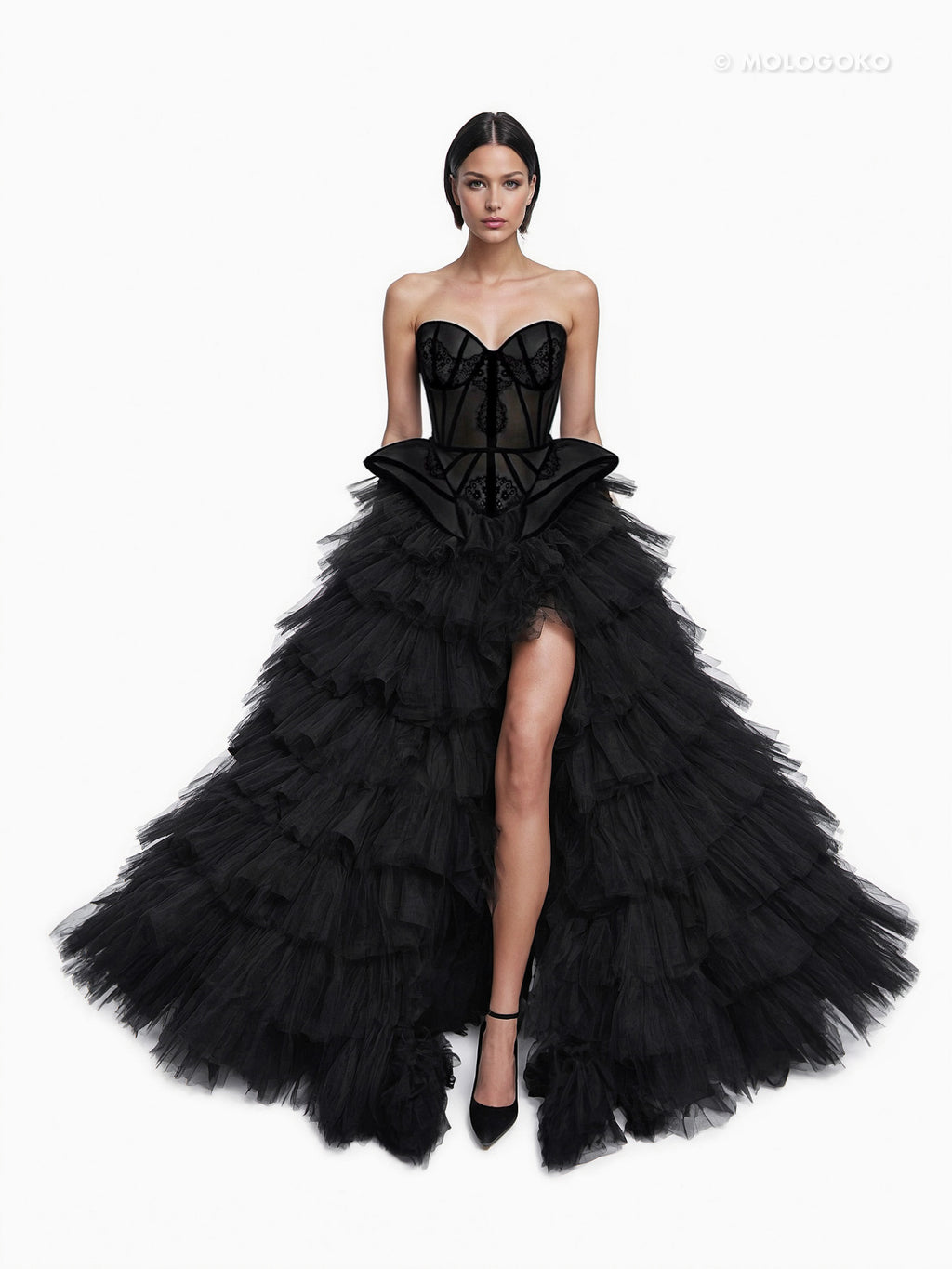 Chapel Window Full Corset Black - Mologoko Couture