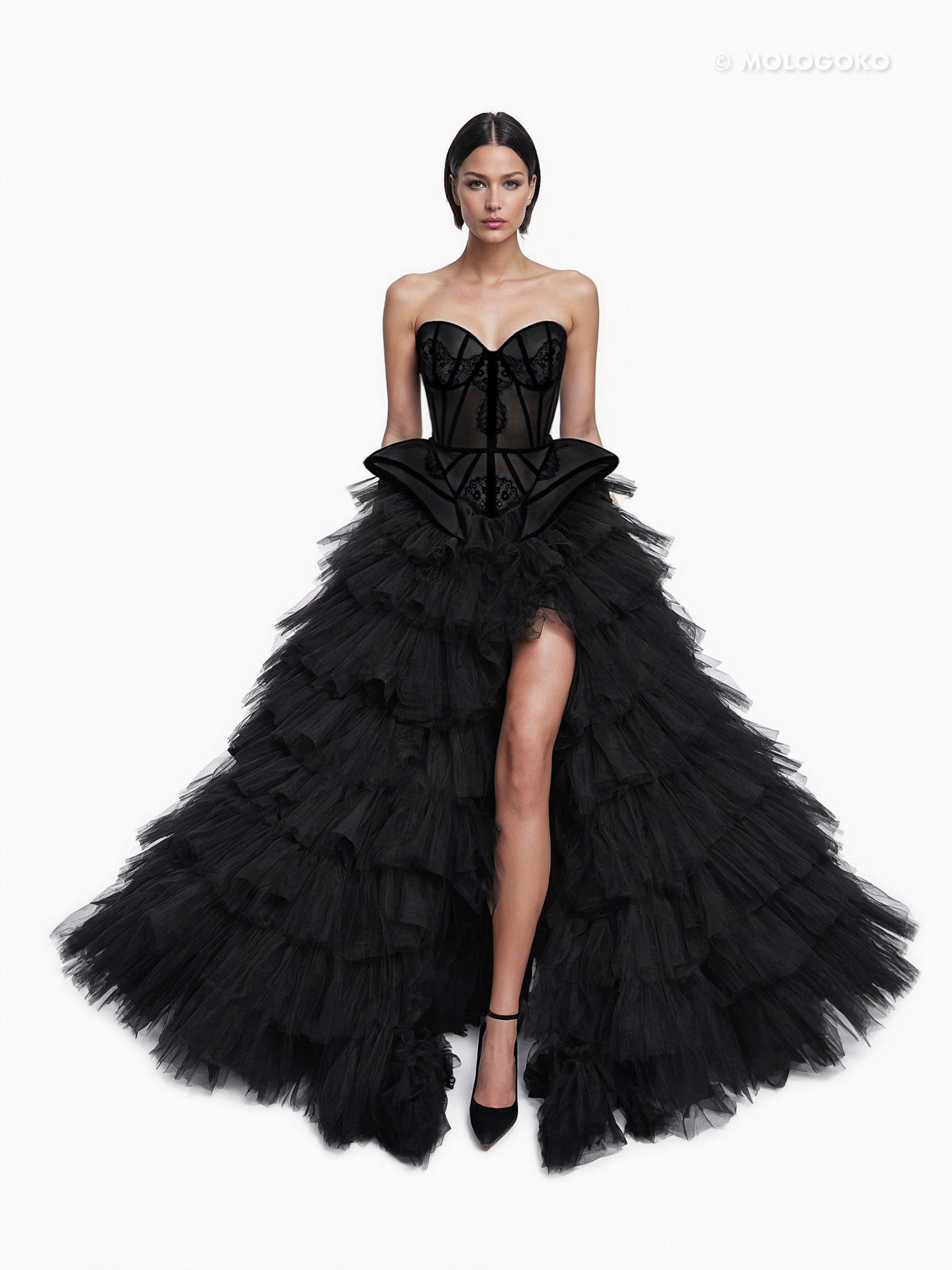 Chapel Window Full Corset Black - Mologoko Couture