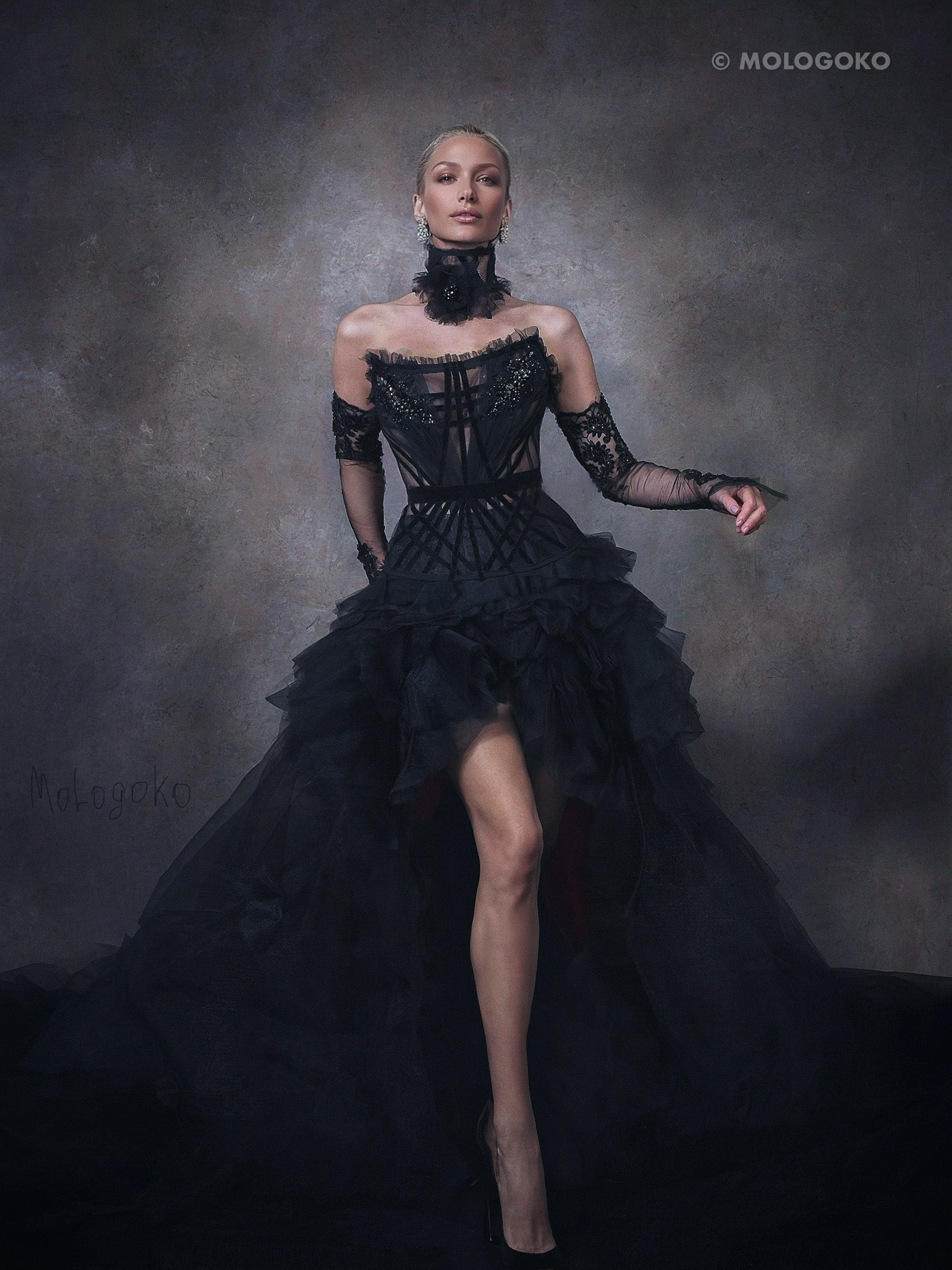 Syrena Red Carpet Style Goth Corset - Mologoko Couture