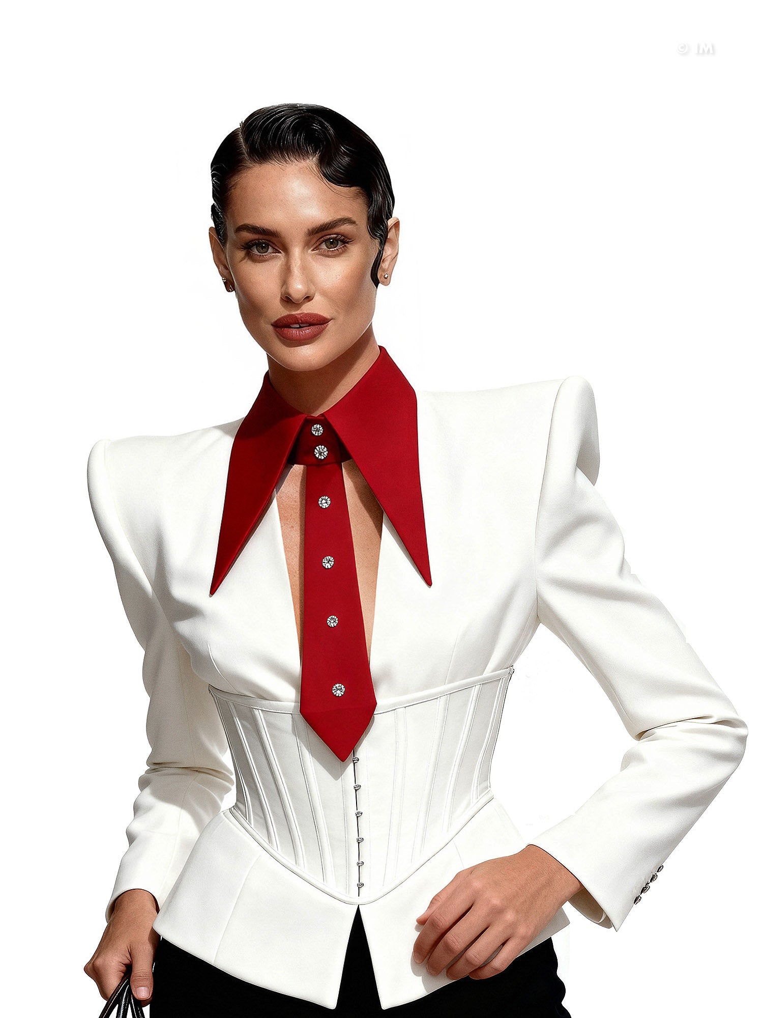 Tuxedo Detachable Collar with Faux Tie