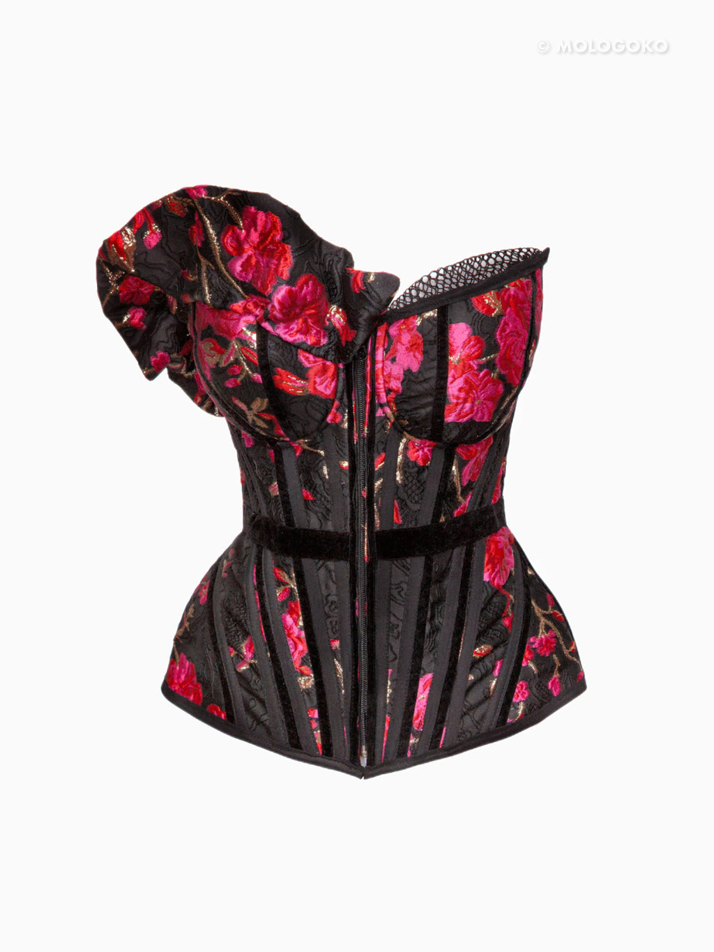 Carmelita Asymmetrical Front Zipper Corset - Mologoko Couture