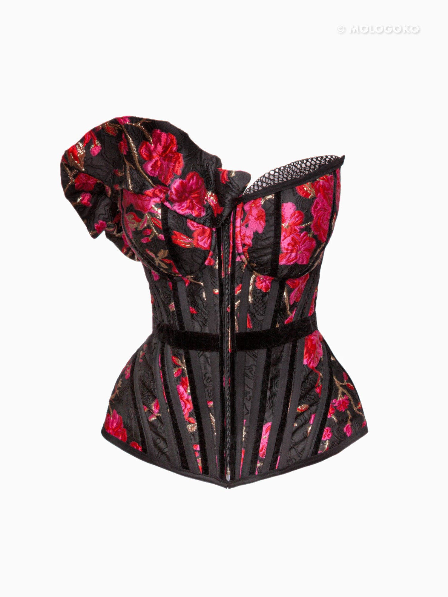 Carmelita Asymmetrical Front Zipper Corset - Mologoko Couture