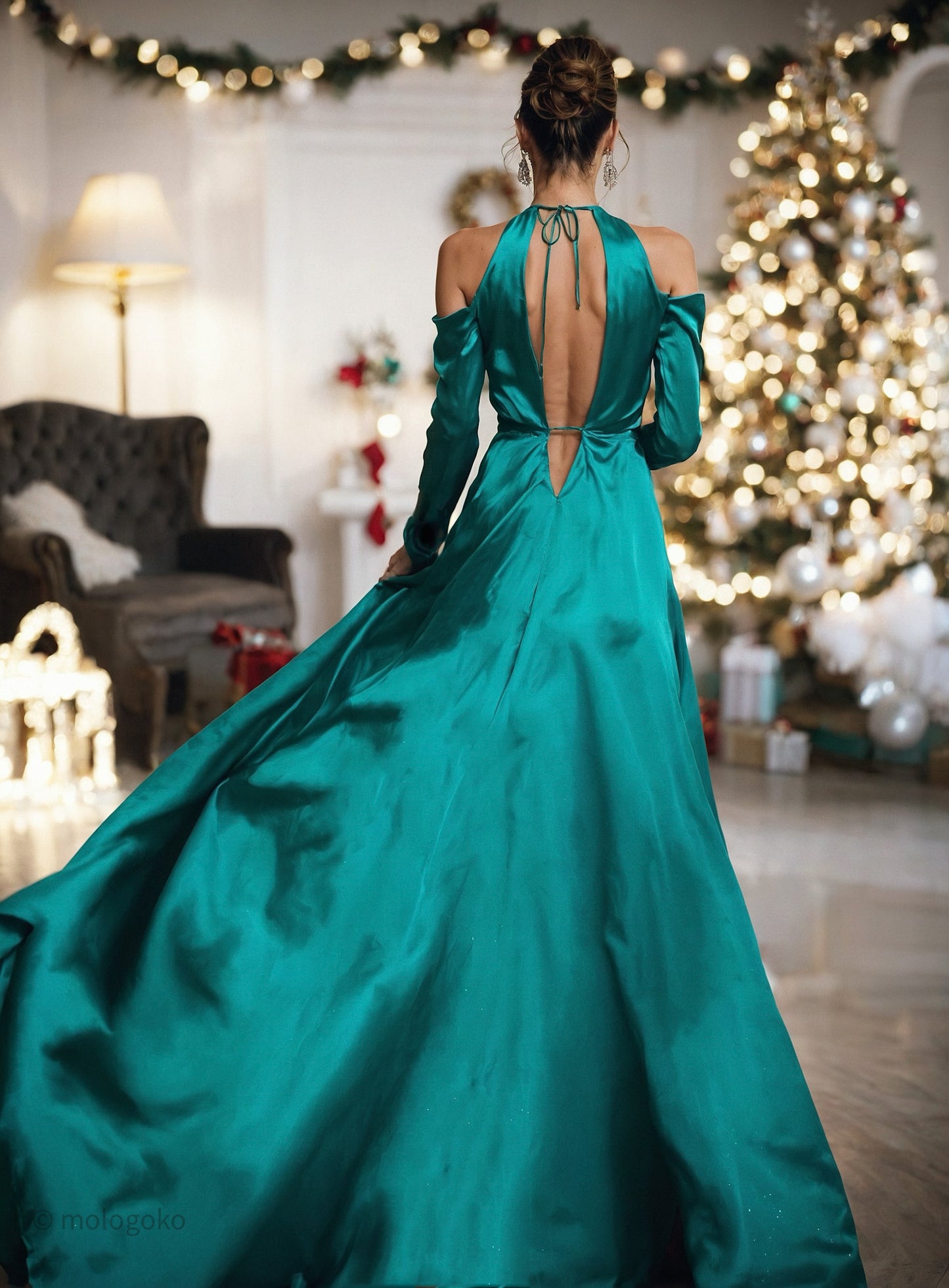 Elsa Gatsby Style Real Silk Gown