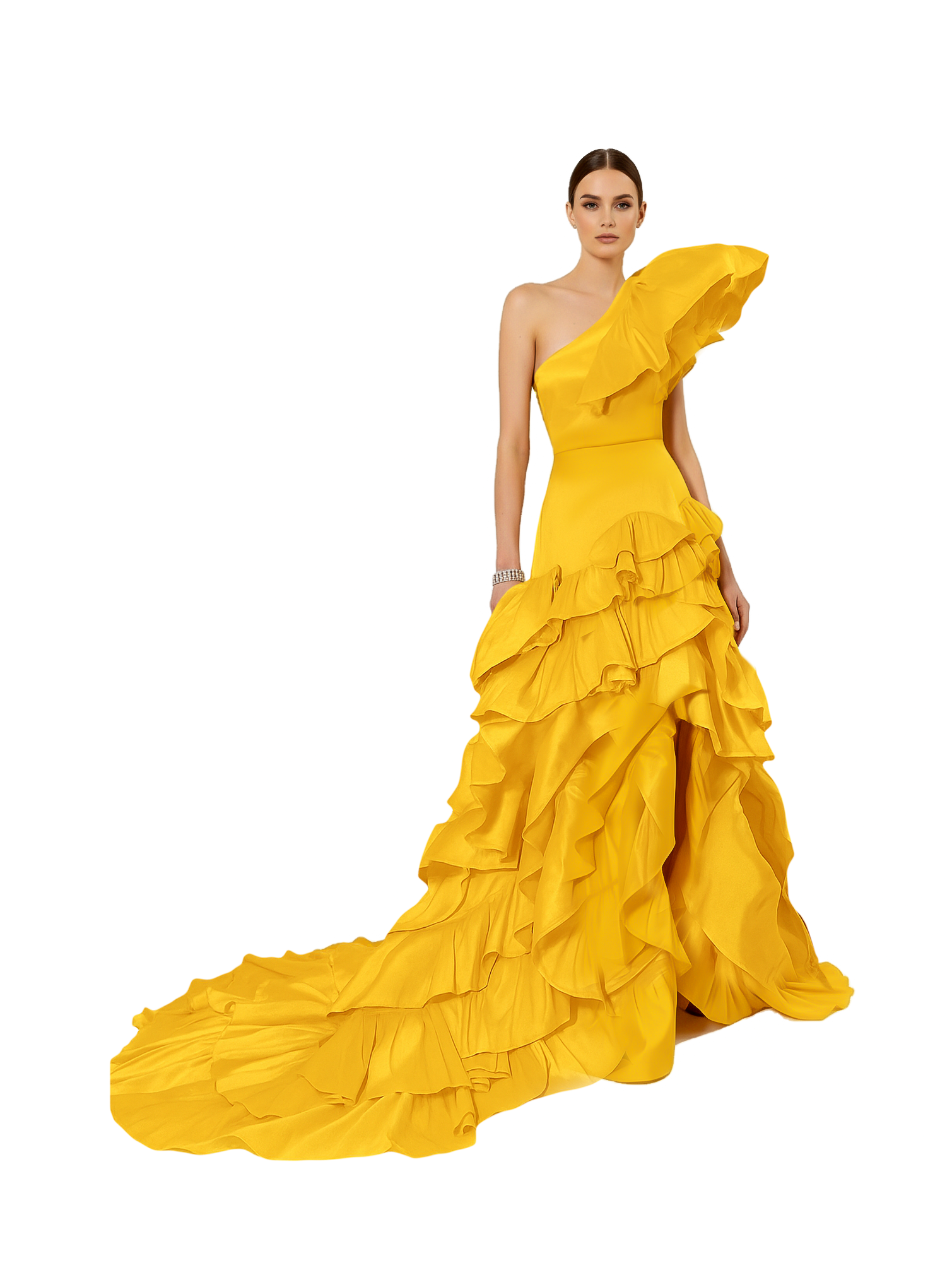 Marigold Sea Of Ruffles Gown