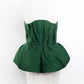 Emerald Green Silk Taffeta Draped Corset with Peplum
