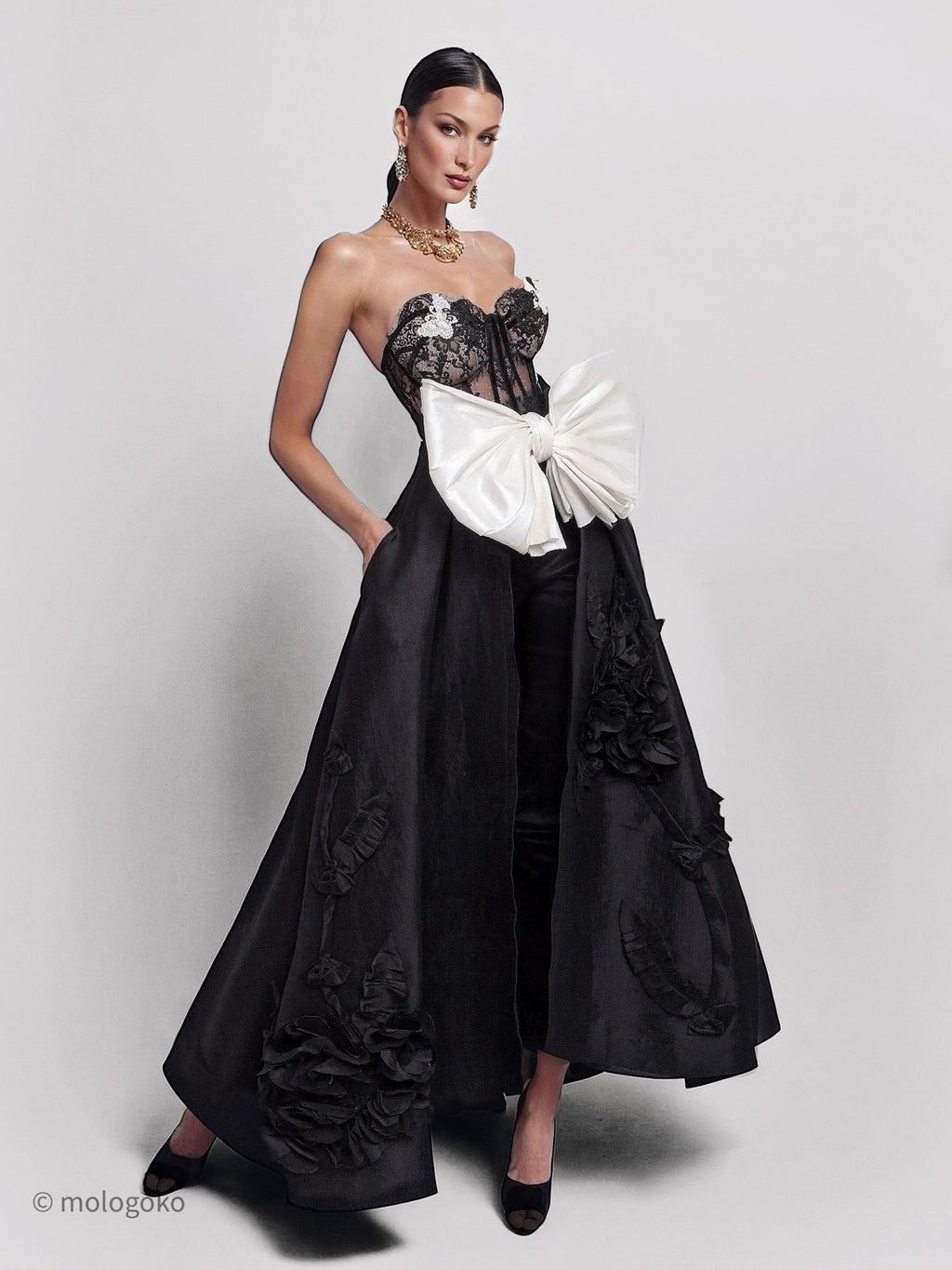 3D Flowers Ball Gown Overskirt - Mologoko Couture