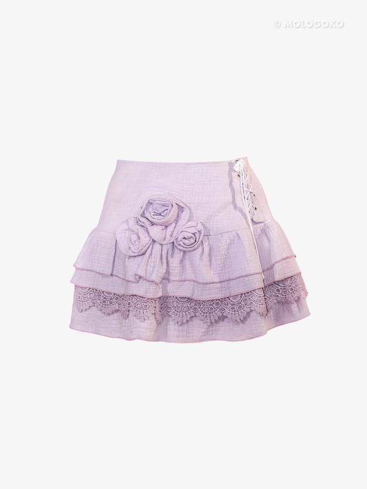 Lilac Organic Cotton Ruffle Mini Skirt - Mologoko Couture
