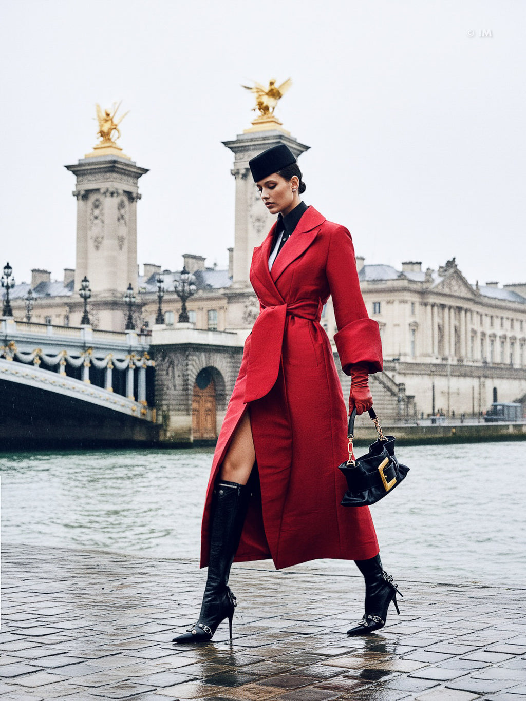 Long Strong Shoulder Coat Dress