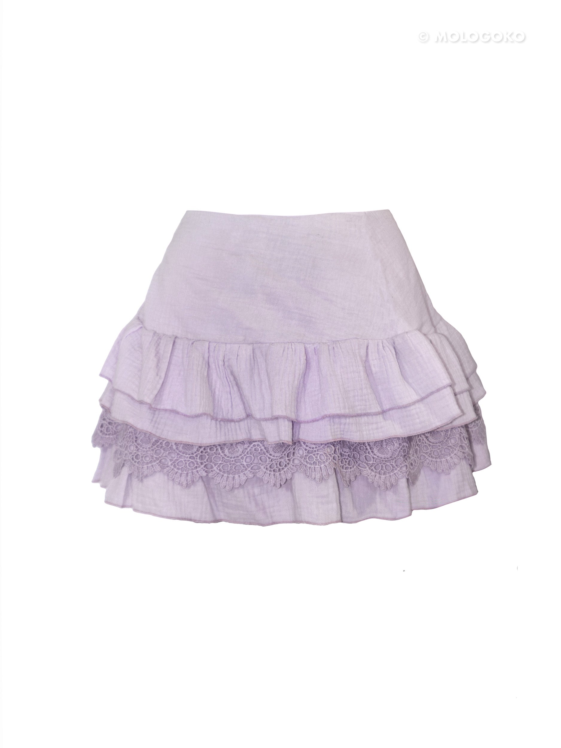 Lilac Organic Cotton Ruffle Mini Skirt - Mologoko Couture