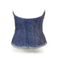 “Fray Play” Sculpted Two-Tone Denim Corset - custom made clothing