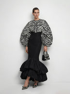 Ema Bubbles Sleeves Shirt in Zebra, worn by a model, front view, view 3