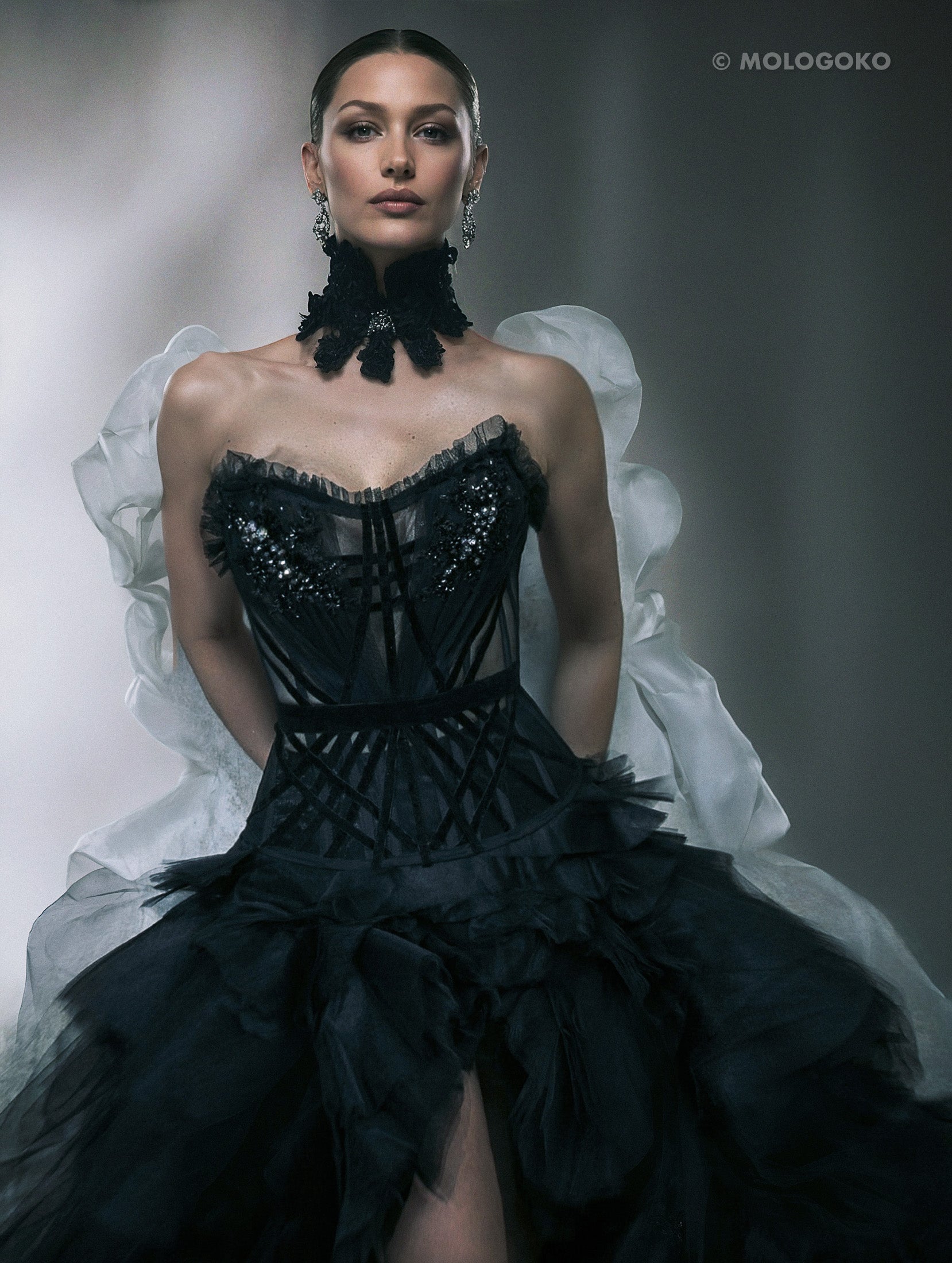 Syrena Tulle Wave High-Low Tulle Skirt - Mologoko Couture